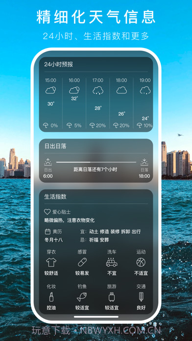 透明天气时钟小部件截图3